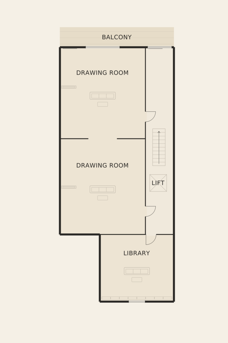 Belgravia House — First floor (illustrative floor plan)