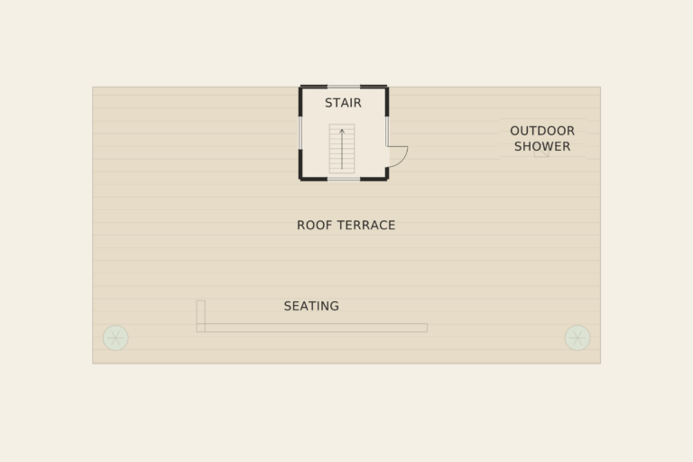 Casa Horizonte — Roof terrace (illustrative floor plan)