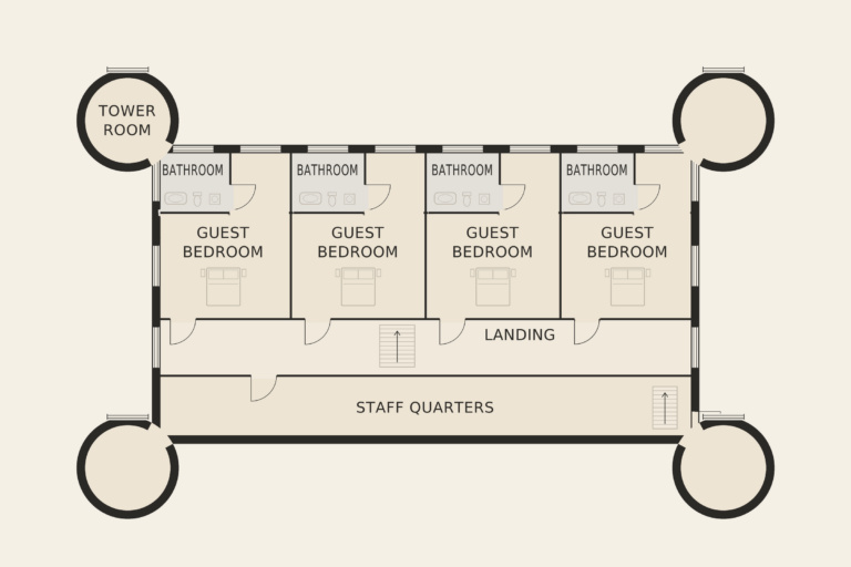 Château de Rivelaire — Second floor (illustrative floor plan)