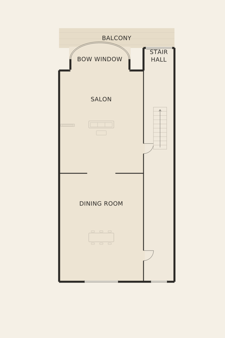 Hôtel de Maître Lebeau — Bel-étage (illustrative floor plan)