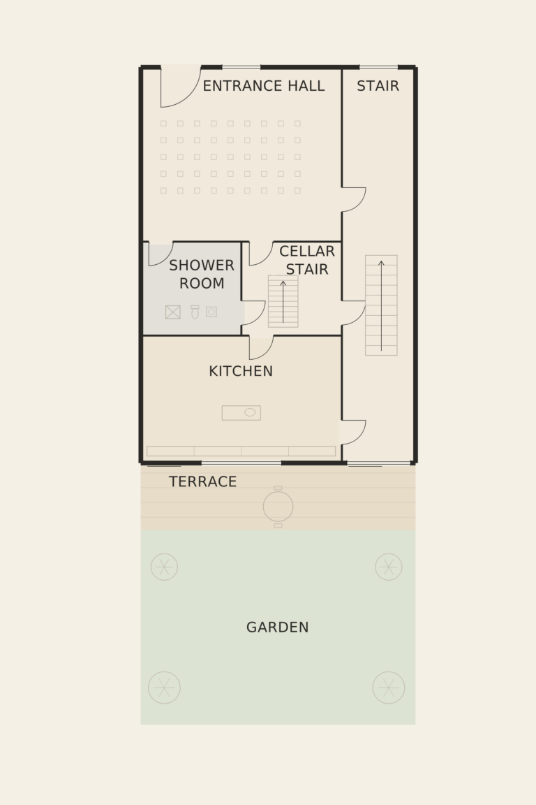 Hôtel de Maître Lebeau — Garden level (illustrative floor plan)