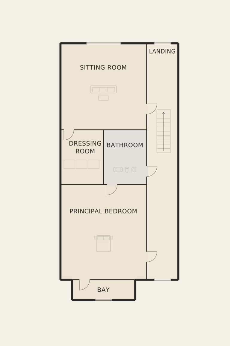 Hôtel de Maître Lebeau — Second floor (illustrative floor plan)