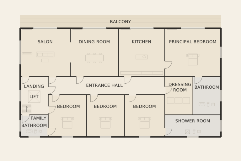Maison du Parc — Main floor (illustrative floor plan)