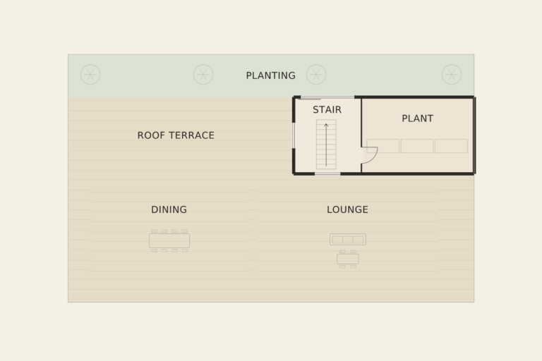 Mayfair Penthouse — Roof terrace (illustrative floor plan)