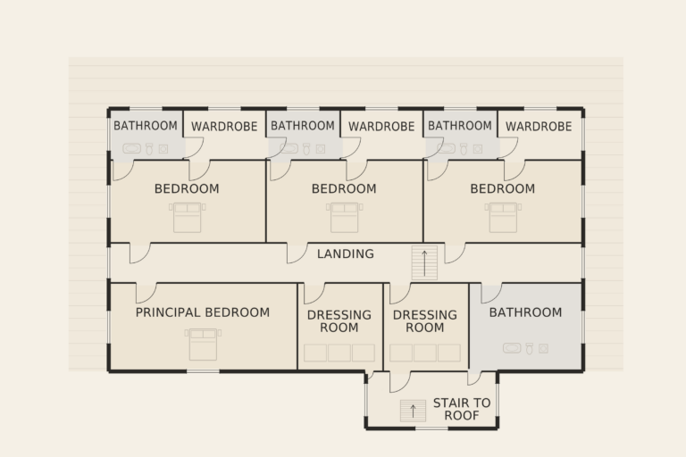 Mayfair Penthouse — Upper floor (illustrative floor plan)