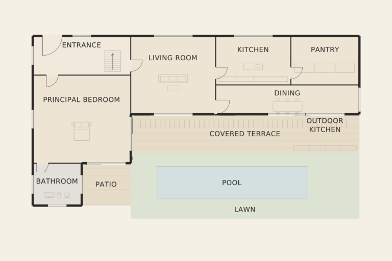 Villa Cala Nova — Ground floor (illustrative floor plan)