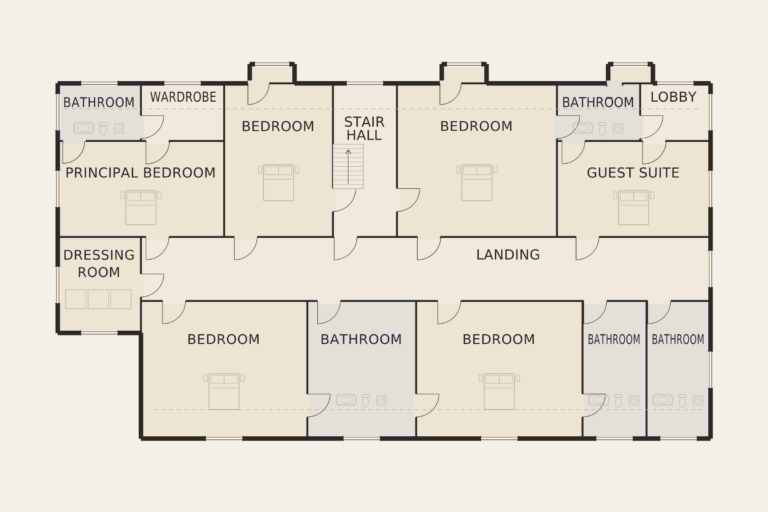 Villa des Dunes — First floor (under the eaves) (illustrative floor plan)