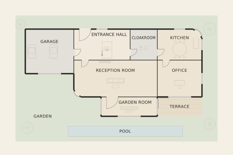 Villa Les Tilleuls — Ground floor (illustrative floor plan)