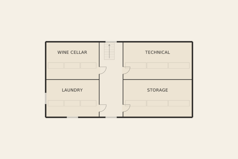 Villa Les Tilleuls — Lower level (illustrative floor plan)
